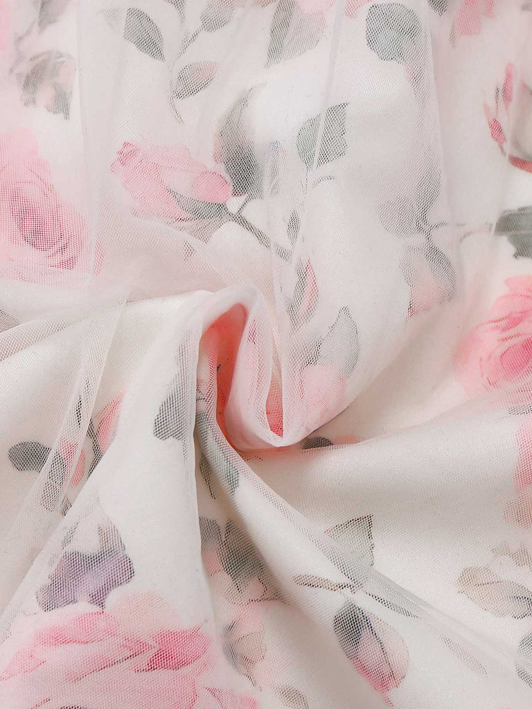 [Prévente] Robe rose épaules dénudées et décolleté cœur en résille années 50