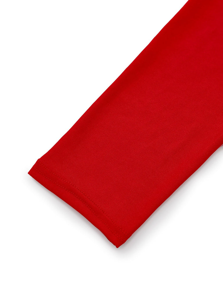 Ensemble robe rose à bordure peluche elfe de Noël années 1950