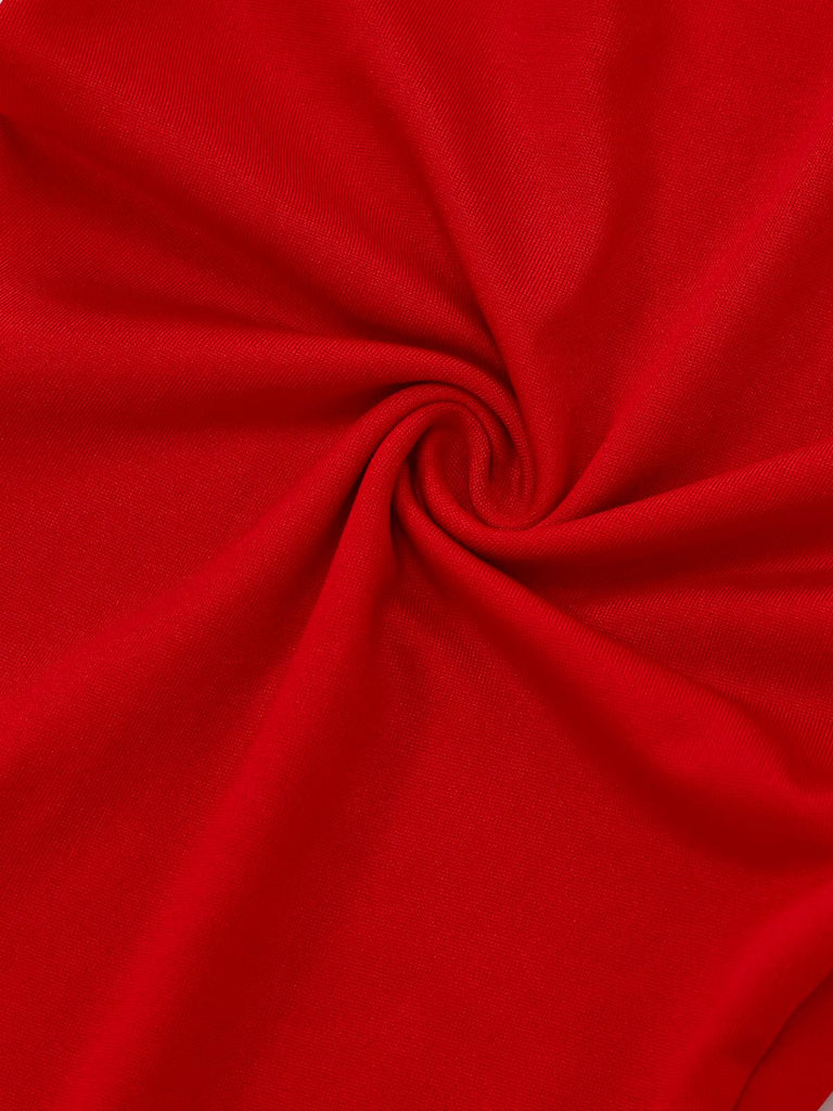 Ensemble robe rose à bordure peluche elfe de Noël années 1950