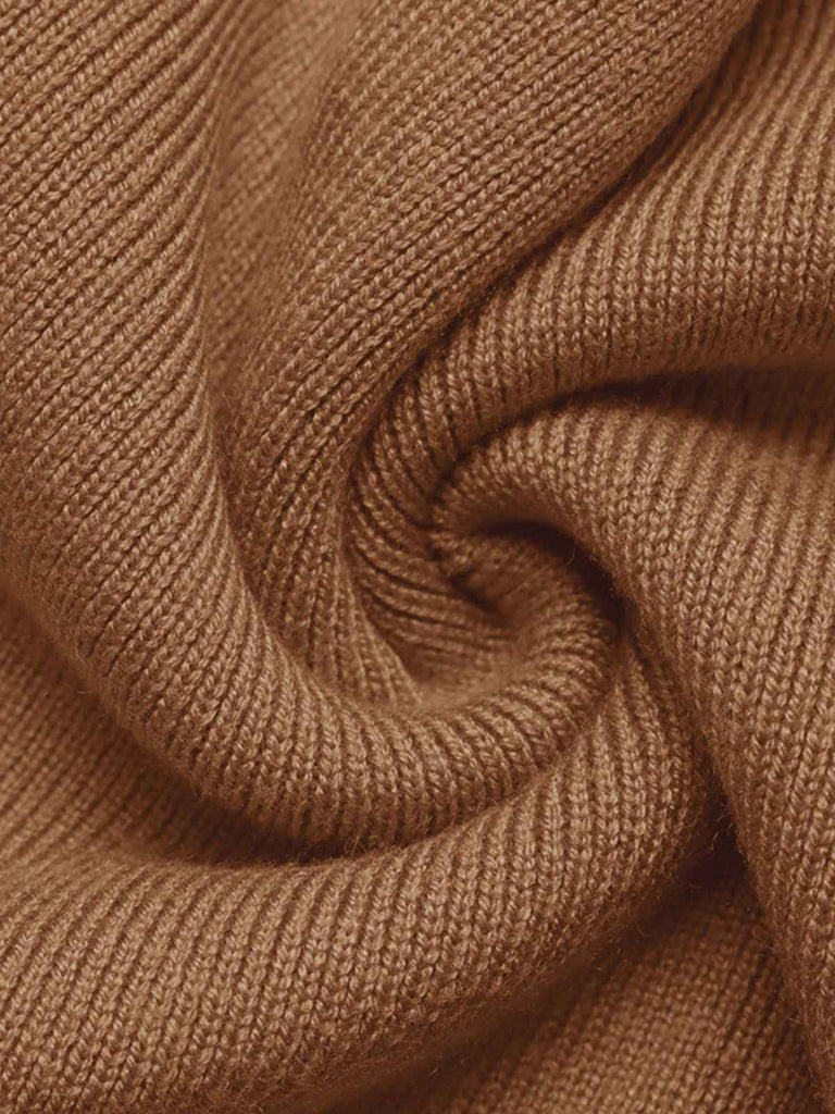 Haut en maille patchwork à boutons irréguliers marron des années 1970