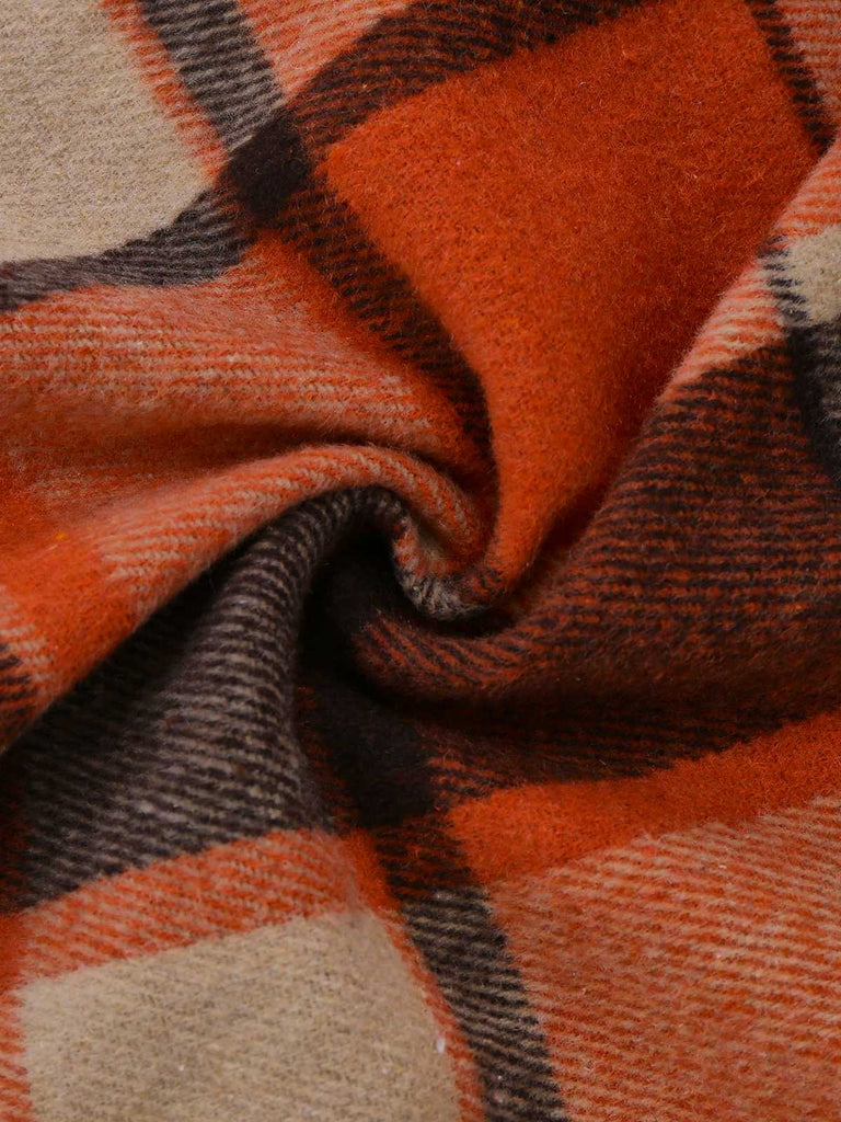 Veste à carreaux orange ourlet asymétrique et revers des années 1950