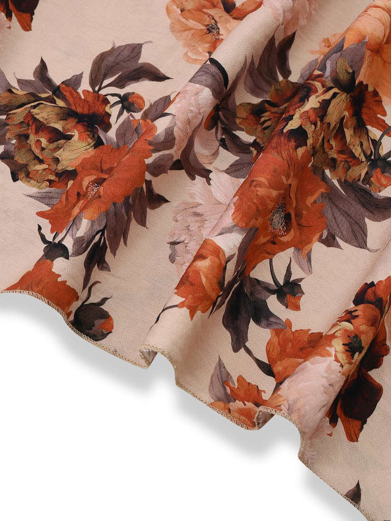 Robe multicolore fleurs manches smockées et cintrées années 1930