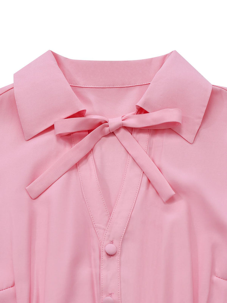 [Prévente] Combinaison rose et grise col nœud papillon et revers années 1930