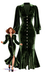 [Prévente] Robe sirène en velours vert ornée de perles manches lanternes années 1930