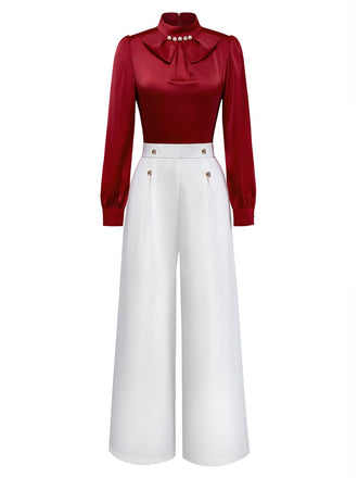 [Prévente] Combinaison rouge volants et perles colorblock années 1930