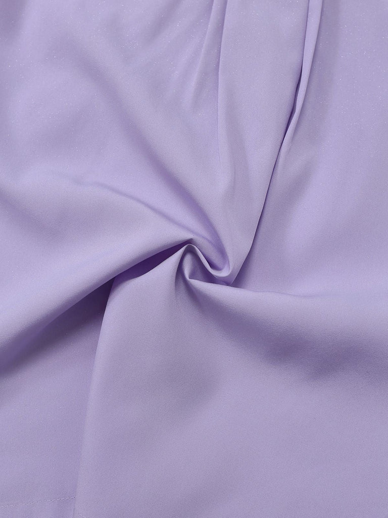 [Prévente] Robe Lavande Éclatante Col V Manches Courtes Plissée Années 1960