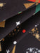 Robe noire imprimé de Noël col à pétales et ceinture années 1950