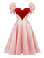 [Prévente] Robe rose manches bouffantes et décolleté cœur double épaisseur années 50