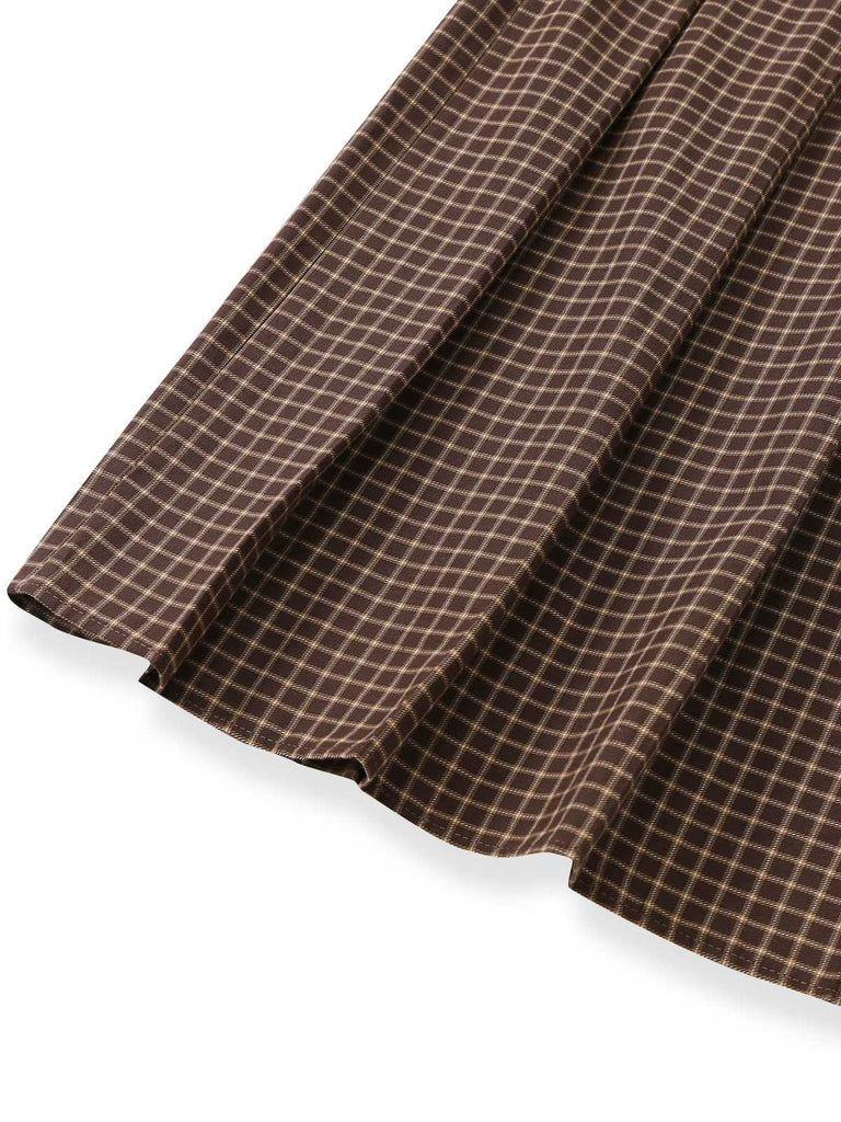 [Prévente] Jupe plissée carreaux marron années 1940