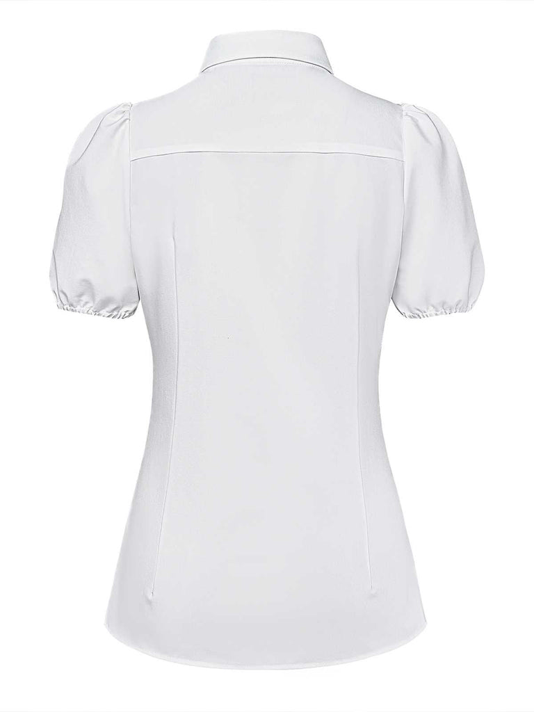 [Prévente] Chemisier blanc carreaux boutonné et nœud papillon années 1940