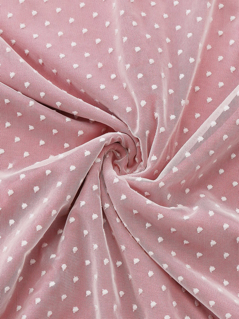 [Prévente] Robe rose poudré à pois col en V années 30