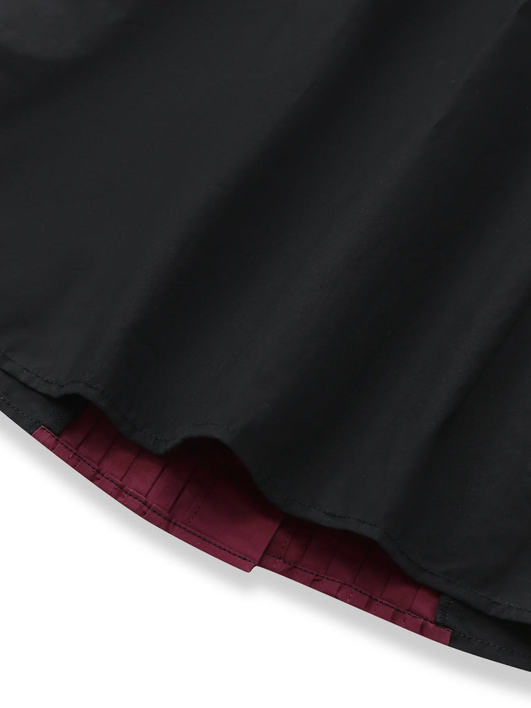 [Prévente] Chemisier noir en coton plissé et nœud papillon années 1940