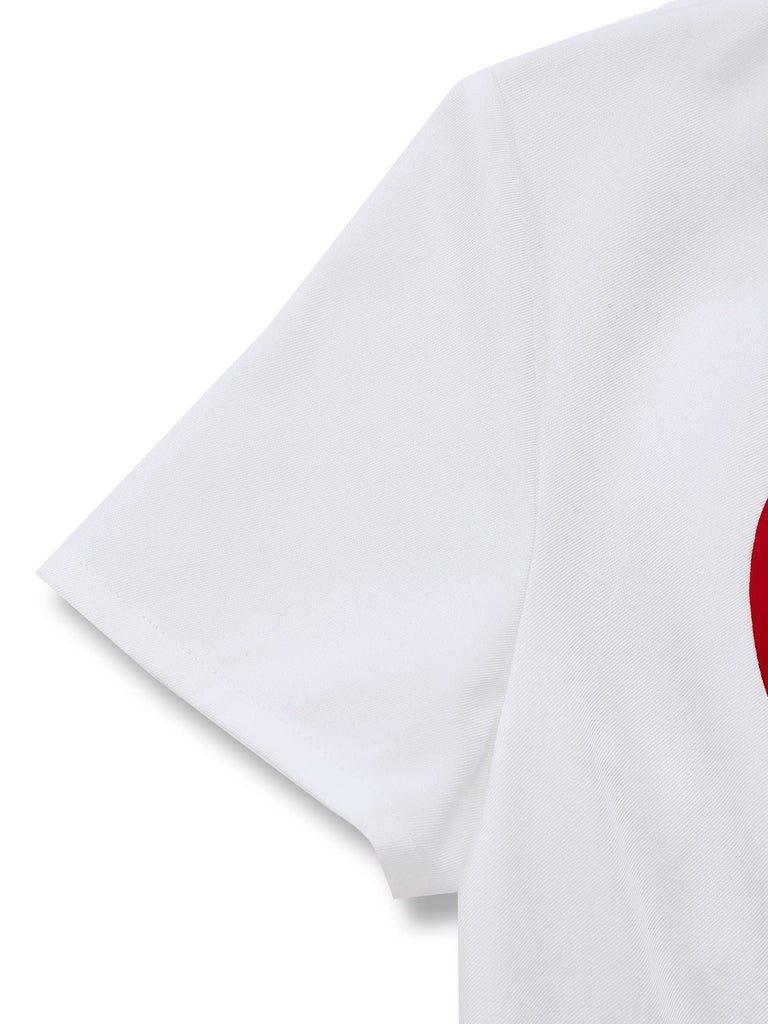 [Prévente] Combinaison Blanche à Imprimé Cœur et Boutons Roses Années 1960