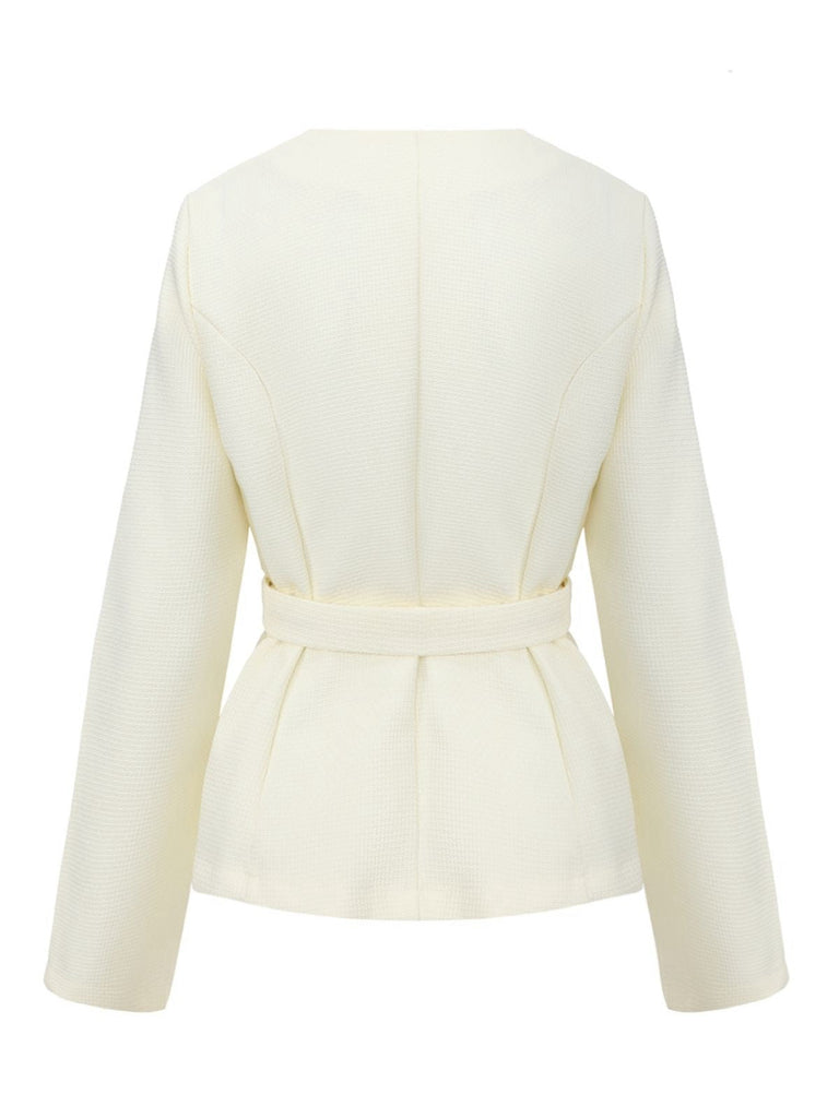 Veste de costume beige à manches longues et boutons années 1950