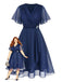 [Prévente] [Grande Taille] Robe en mousseline bleu marine années 40