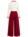 [Prévente] 2PCS Chemisier rayé rouge et blanc et pantalon à boutons roses années 40