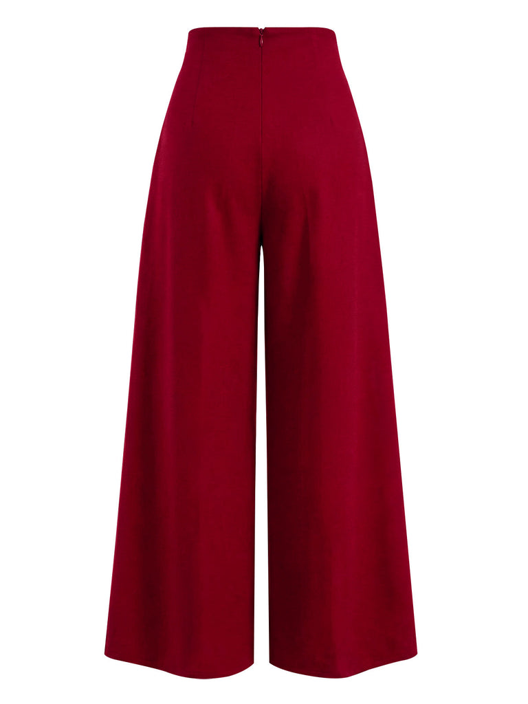 [Prévente] 2PCS Chemisier rayé rouge et blanc et pantalon à boutons roses années 40
