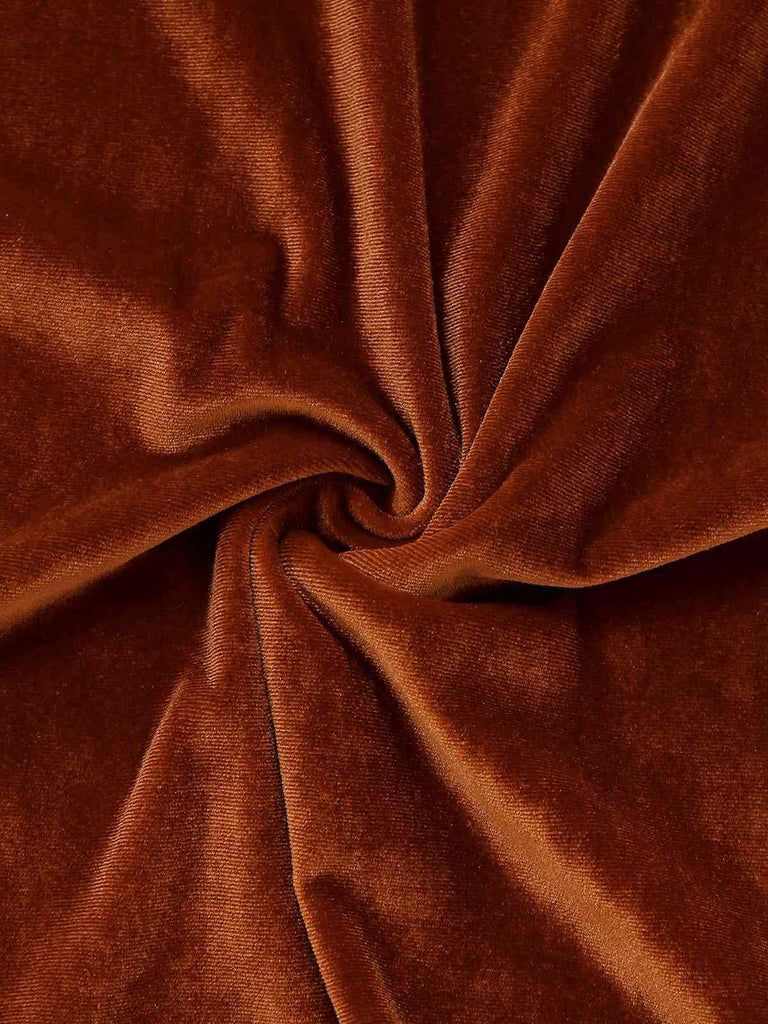 Robe unie marron à revers en velours deux-pièces années 1940