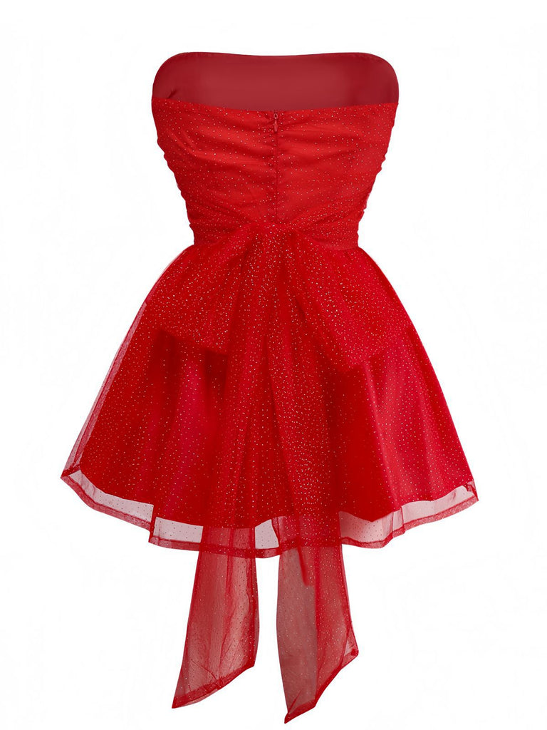 Robe bustier en tulle à paillettes et dos noué années 1960