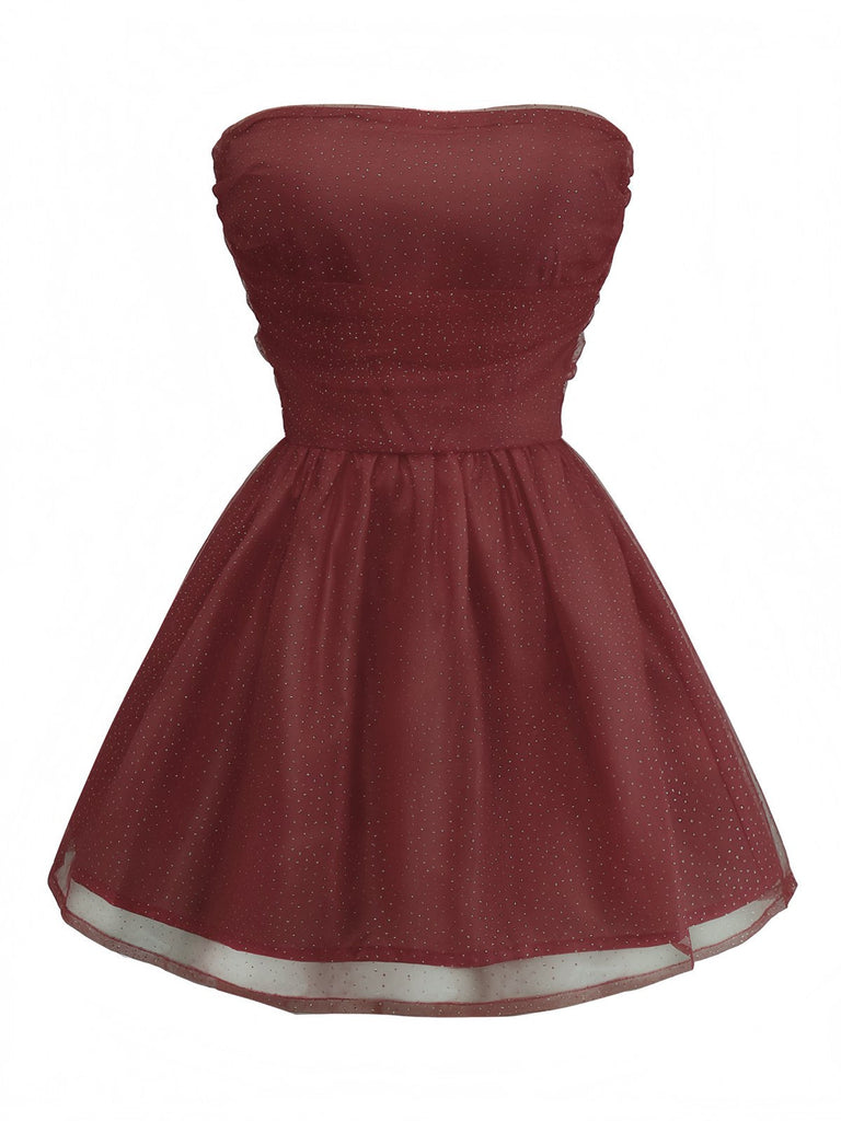 Robe bustier en tulle à paillettes et dos noué années 1960