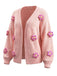 Gilet en maille manches longues motif marguerite 3D années 1930
