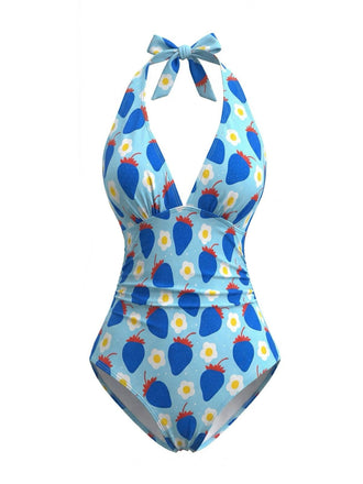 Plissé Tummy Control Fraise Maillot de Bain Une Pièce Années 1950 7