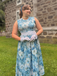 Robe sans manches imprimé floral huile 1950s
