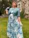 Robe sans manches imprimé floral huile 1950s