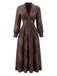Robe Marron Boho Paisley  Col V Montant Smocké Années 1970