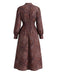 Robe Marron Boho Paisley  Col V Montant Smocké Années 1970