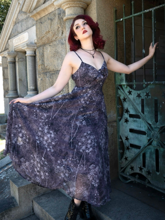 Robe Violet Slip Bohème Col V Fleurs Années 30