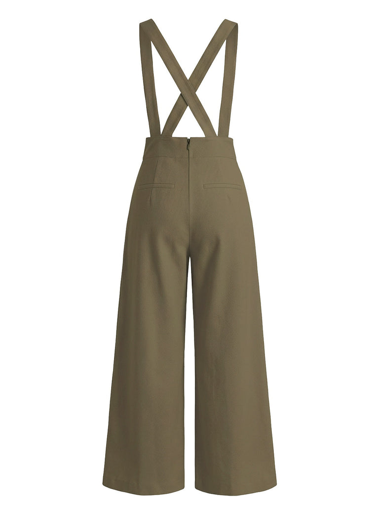 [Prévente] 2 PCS chemisier volants en mousseline blanche style et pantalon bretelles années 60