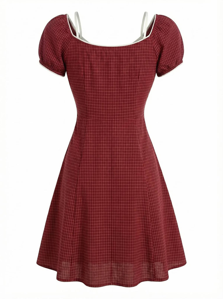 [Prévente] Robe rouge deux-pièces carreaux style années 60