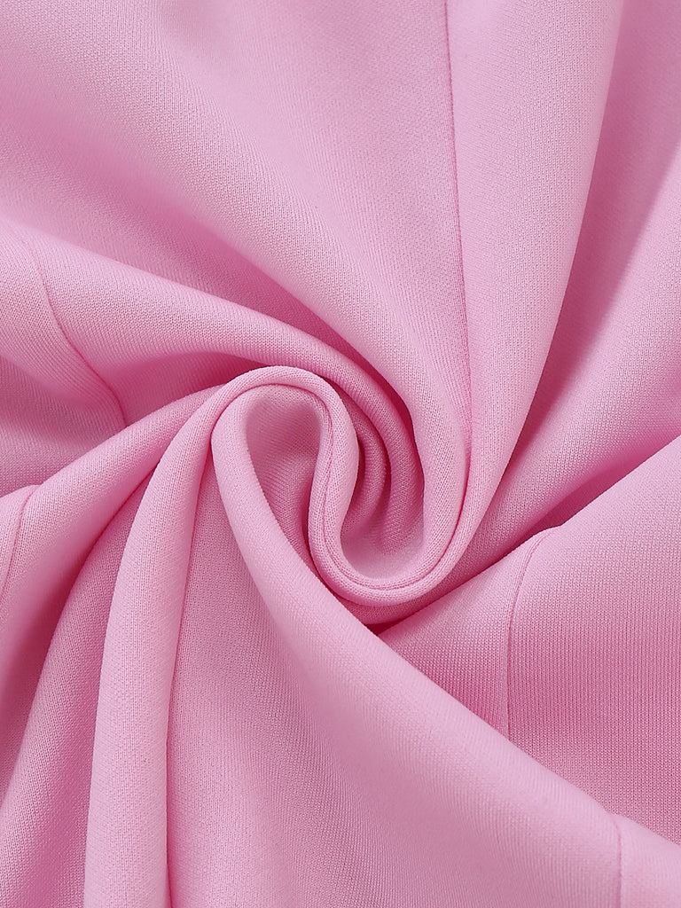 Robe Uni Plissée Manches Longues Col CœurAnnée 1950