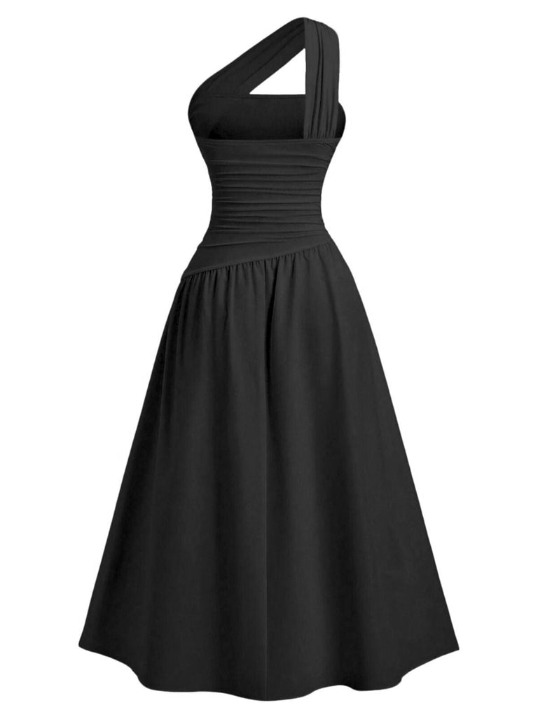 Robe cache-cœur asymétrique épaule et froncée la taille années 1930