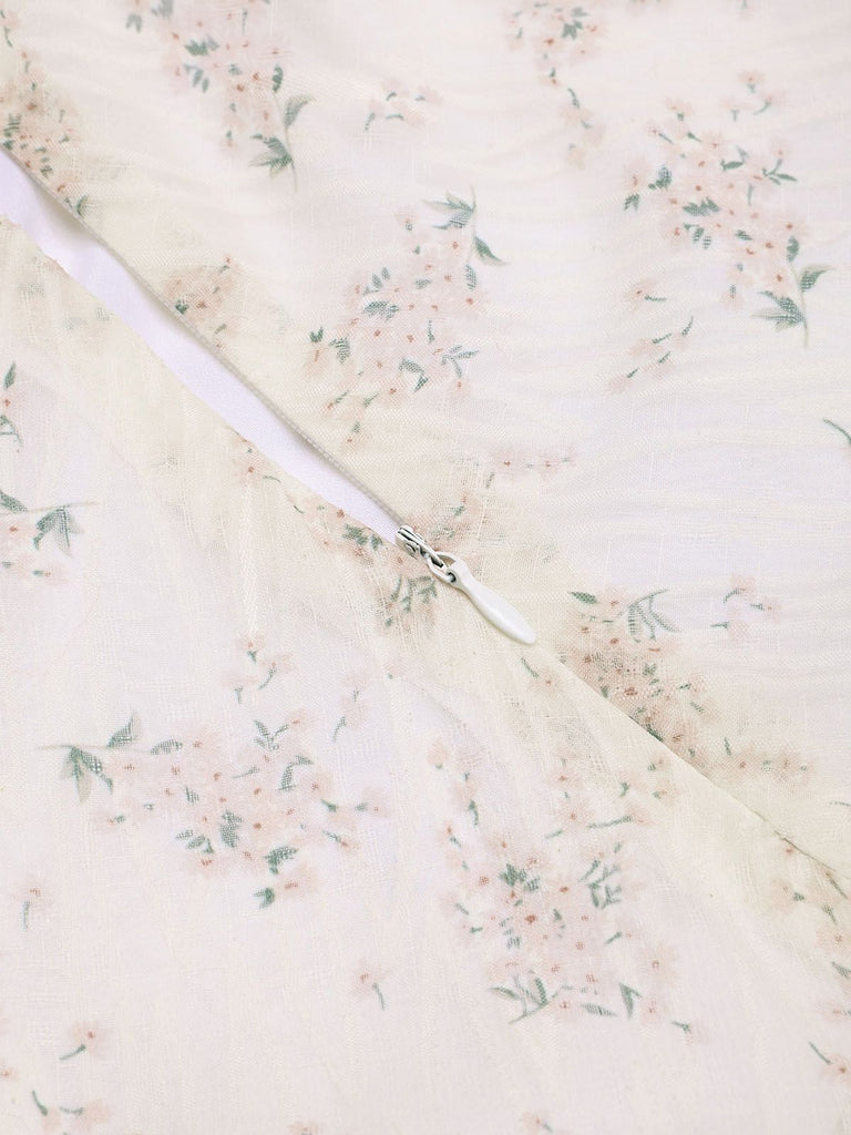 [Prévente] Robe manches courtes col V dentelle florale 1940s