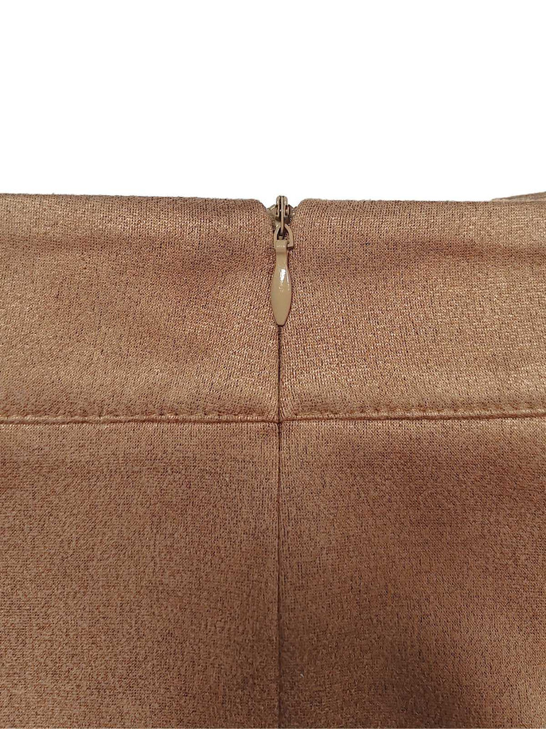 Jupe Simili Daim Marron Franges Ourlet Asymétrique Année 1960