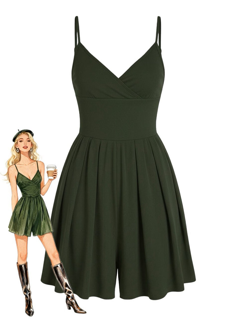 Combinaison à bretelles spaghetti et col en V années 1980