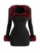 Ensemble deux pièces noir, robe fourreau à décolleté cœur et veste courte années 1980 - 2