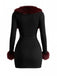 Ensemble deux pièces noir, robe fourreau à décolleté cœur et veste courte années 1980 - 3
