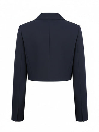 [Prévente] Veste Blazer Courte Unie Bleu Foncé Années 1950