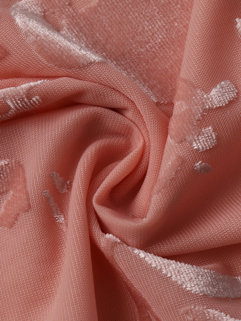 Rose Jacquard Satin Halter Moulante Robe Années 1960 8