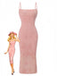 Robe moulante rose satin jacquard dos nu années 60