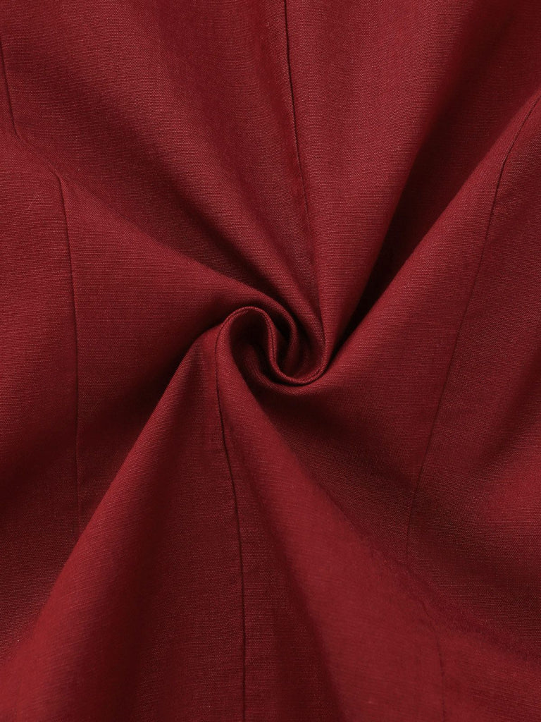 [Prévente] Chemise boutonnée à manches bouffantes en dentelle bordeaux années 1950