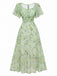 Robe Verte mousseline à manches papillon années 1930