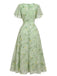 Robe Verte mousseline à manches papillon années 1930