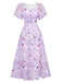 Robe bleu mousseline à manches papillon années 1930