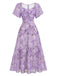 Robe Verte mousseline à manches papillon années 1930