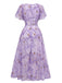 Robe Verte mousseline à manches papillon années 1930