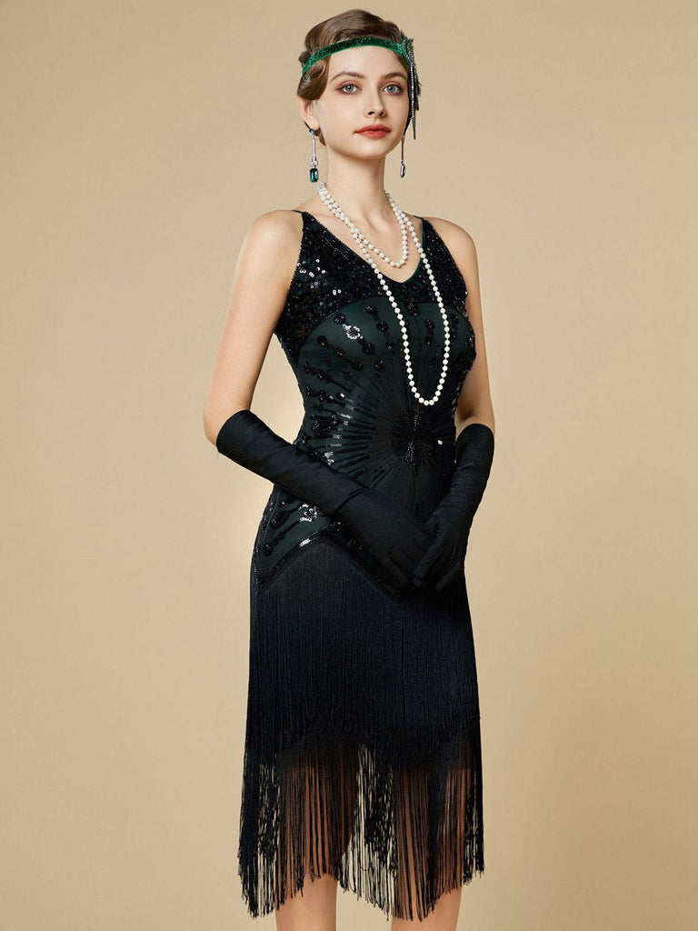 Robe Charleston à franges et sequins années 1920